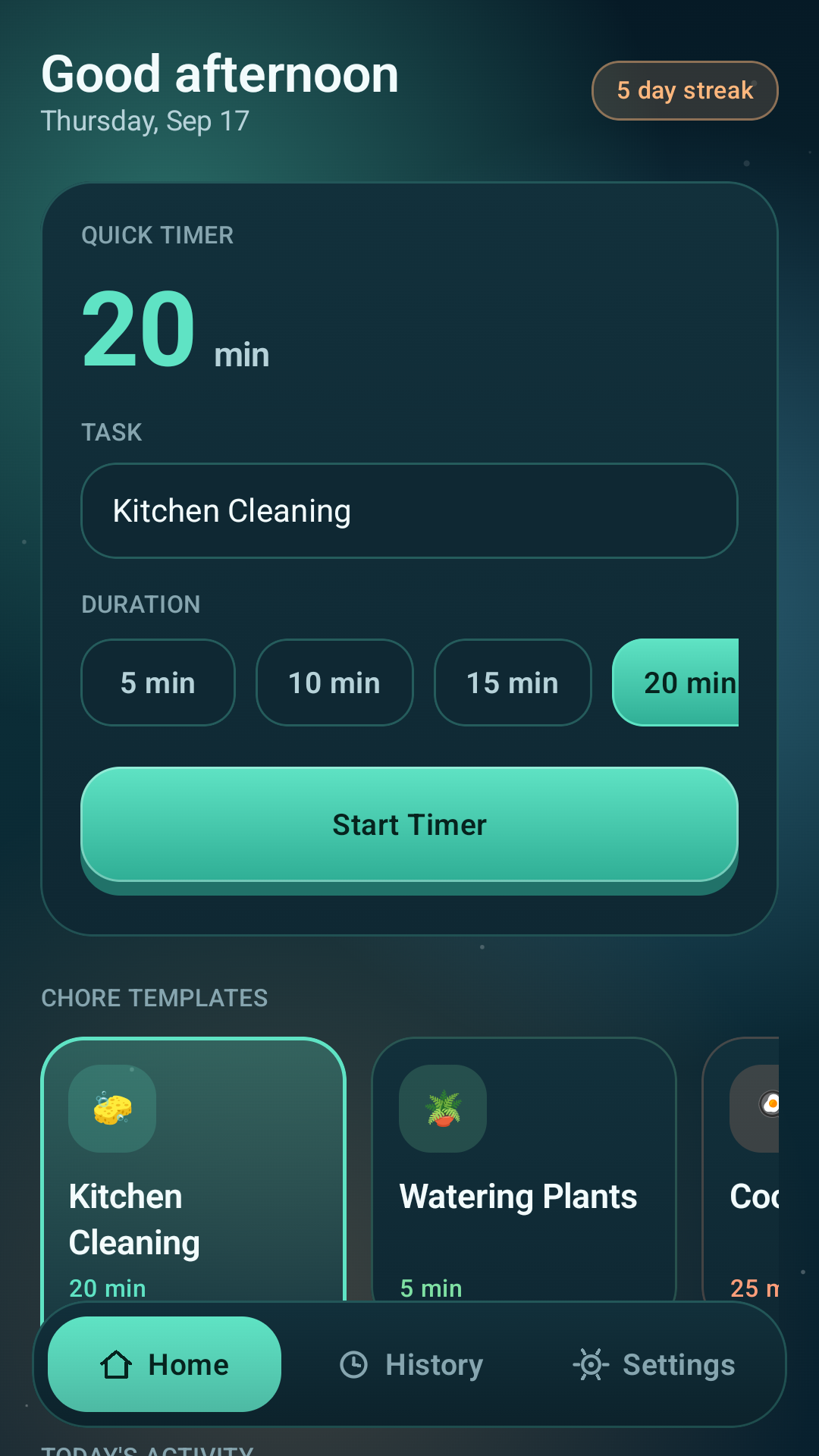 Home Timekeeper home screen